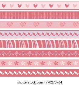 set of cute pink seamless patterns