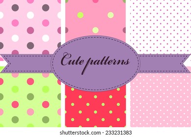A set of cute pink seamless texture with small circles for Valentine's day