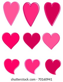 Set of cute pink valentine hearts