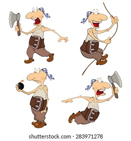 Set of cute pirates for you design. Cartoon
