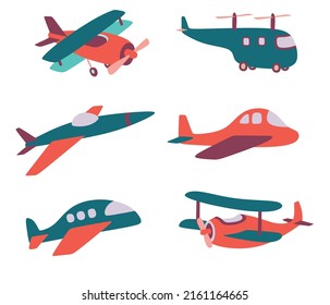 Set of cute plane. vector illustration