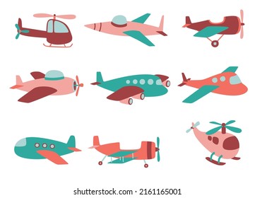 Set of cute plane. vector illustration