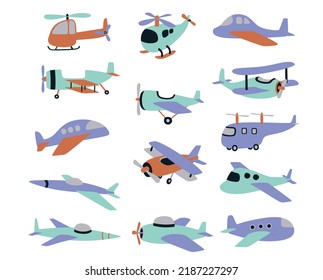 Set of cute plane. vector illustration