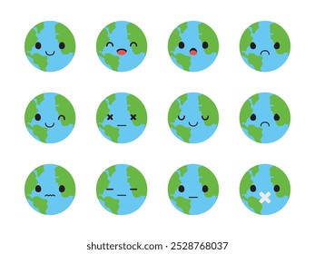 Zeichentrickfiguren des süßen Planeten Erde. Flache Designgrafik.