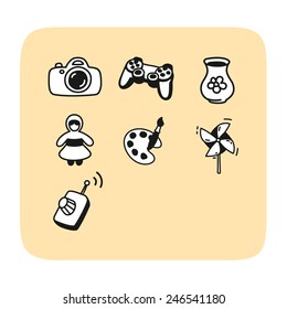 Set of cute playing icons