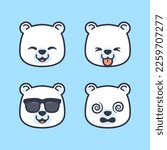 Set of Cute Polar Bear Stickers