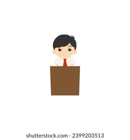 set of cute poses of office workers happy