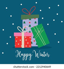 A set of cute postcards with hand-drawn animals and Christmas greetings. Vector illustration.