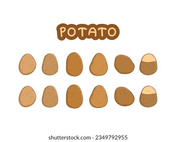 Set cute potato cartoon illustration