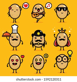set of cute potato vector designs