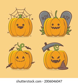 Set Of Cute Pumpkin Halloween Collection