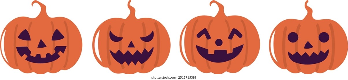 Set of cute pumpkin for Halloween vector stock illustration
