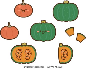 Conjunto de ilustraciones de calabaza lindas
