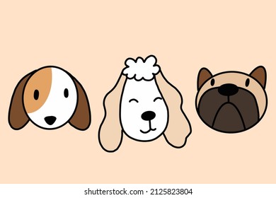 Set Cute Puppy Puppies Dog Pet Cartoon illustration