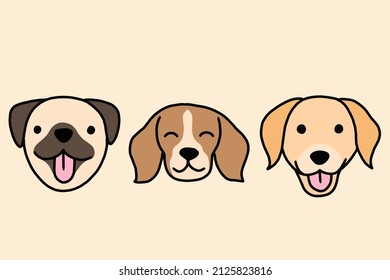 Set Cute Puppy Puppies Dog Pet Cartoon illustration