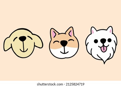 Set Cute Puppy Puppies Dog Pet Cartoon illustration