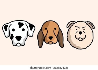 Set Cute Puppy Puppies Dog Pet Cartoon illustration
