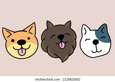 Set Cute Puppy Puppies Dog Pet Cartoon illustration