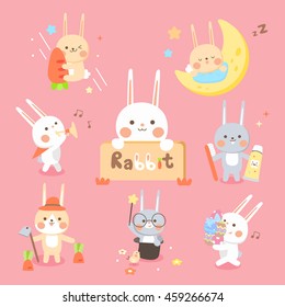 Set Cute rabbit