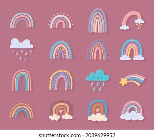 set of cute rainbow decoration