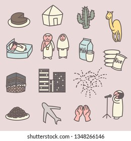 Set of cute ramadan cartoon