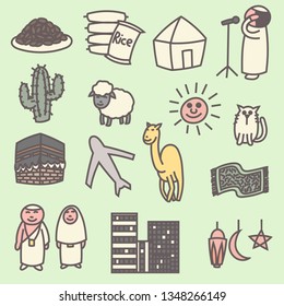 Set of cute ramadan cartoon