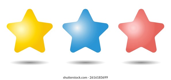 A set of cute red, blue and yellow stars floating in the air