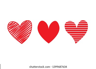 Set of Cute Red Hearts