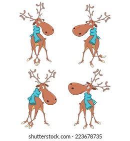 A set of cute reindeer cartoon
