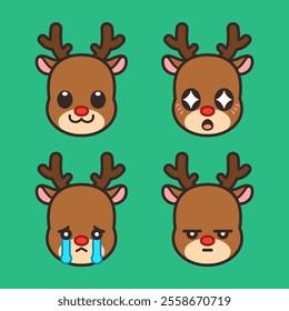 Set of Cute Reindeer Stickers