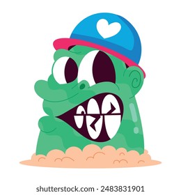 Set of Cute Retro Cartoon Style Flat Stickers 


