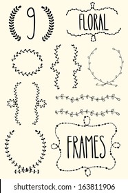 Set of cute retro floral flames 1