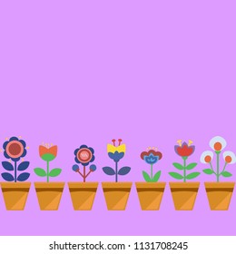 Set of cute retro folk flower which was drawn in flat style for decoration