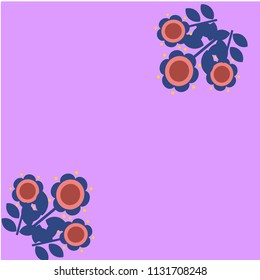 Set of cute retro folk flower which was drawn in flat style for decoration