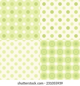 Set of cute retro seamless polka dot patterns in shabby chic style ideal for baby shower