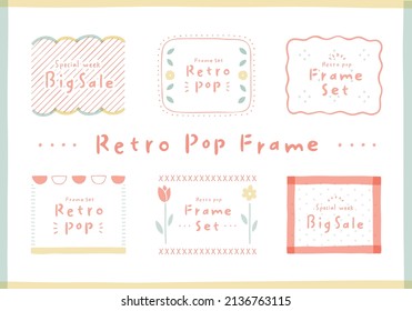 A set of cute retro-pop frames.
Can be used for backgrounds, decorations, etc.
Dotted and striped frames are also available. - Shutterstock ID 2136763115