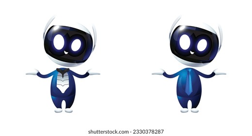 Set of cute robot collection,  AI technology, digital characters, human-like machines with artificial intelligence, AI business concept, print, artwork, doodle, vector illustration (Vector)