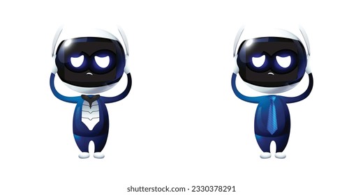 Set of cute robot collection,  AI technology, digital characters, human-like machines with artificial intelligence, AI business concept, print, artwork, doodle, vector illustration (Vector)
