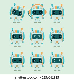 conjunto de robots lindos con diferentes expresiones