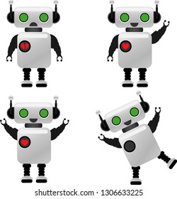 A set of cute robots of innovative technologies. Vector illustration of humanoid robots.
