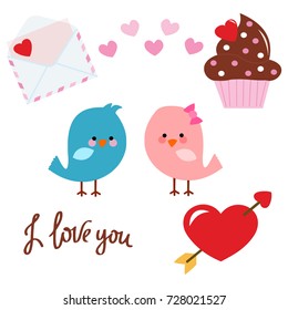 A set of cute romantic graphics, perfect for a Valentines day project.