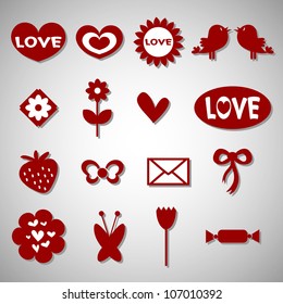 A set of cute romantic icons