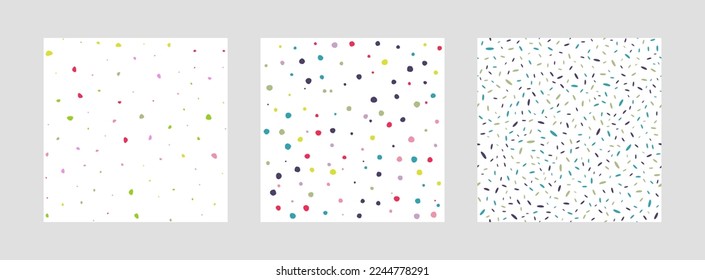Set of cute romantic vector seamless patterns