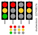 Set of cute, rounded silhouettes of traffic lamps, traffic lights