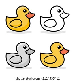 Set of cute rubber ducks