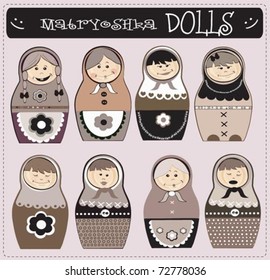 Set of cute rusian dolls.