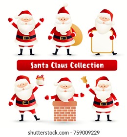 Set of cute Santa Claus cartoon character 