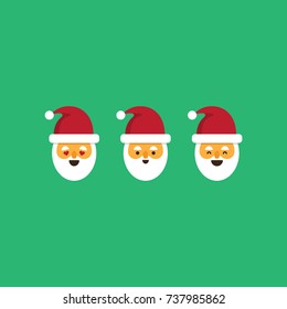 Set of cute santa claus happy emoticons. Flat design vector illustrations.