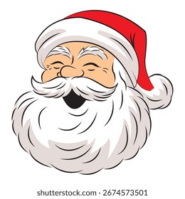 Conjunto de linda cabeza de Santa Claus Ilustración vectorial plana. Cara de Papá Noel. Divertido Clipart de Santa.