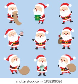 Set of cute Santa Claus vector illustration